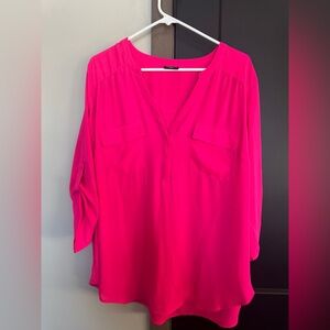 Hot pink blouse, Torrid brand, size 2.  Can be worn for work or casual.